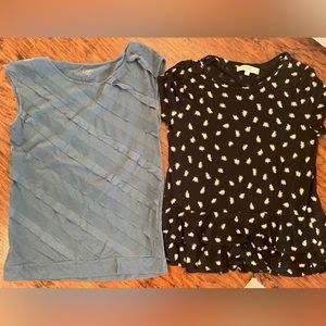 Lot of 2 Ann Taylor Loft Blue Top and Black top size small